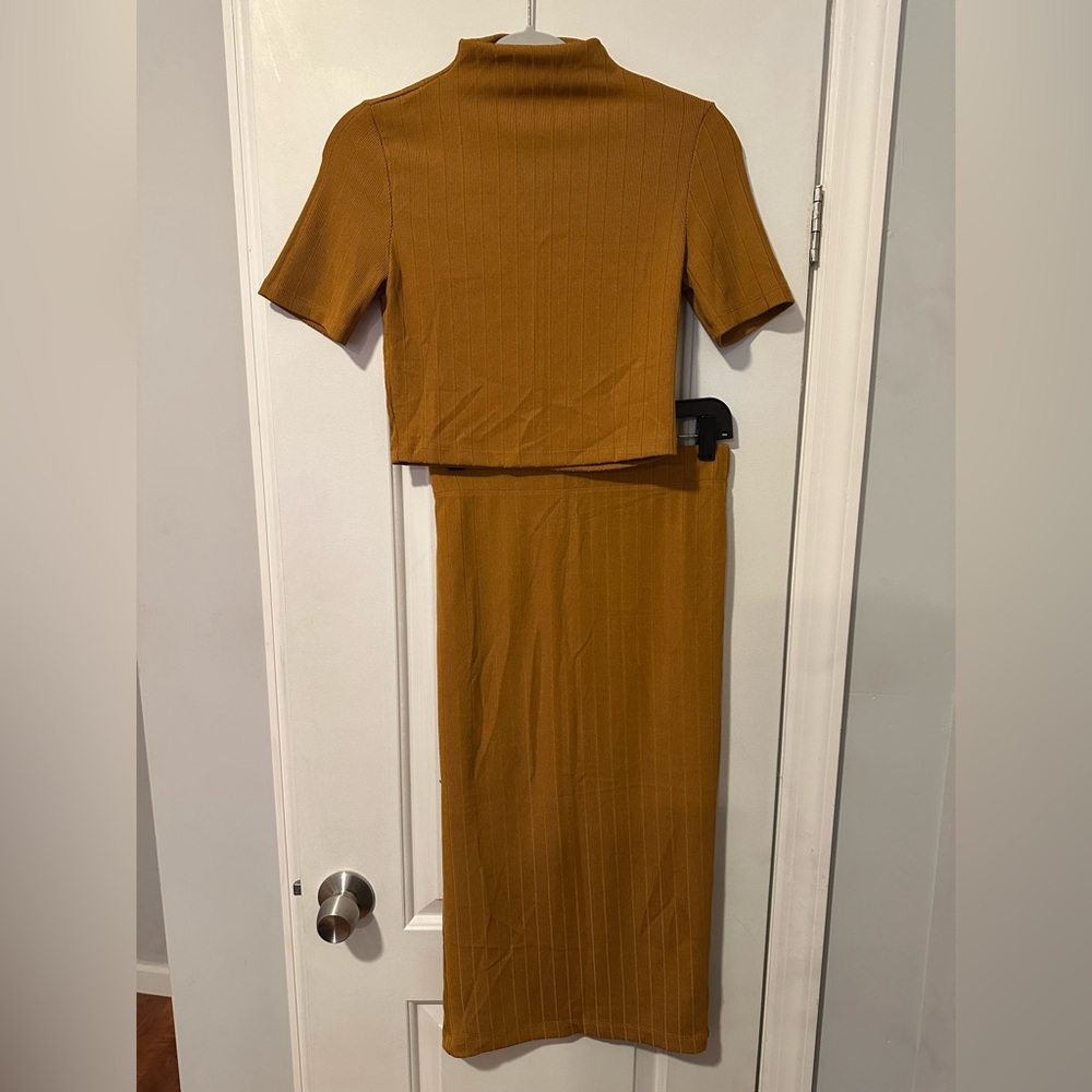Mustard Ribbed Two-Piece Set